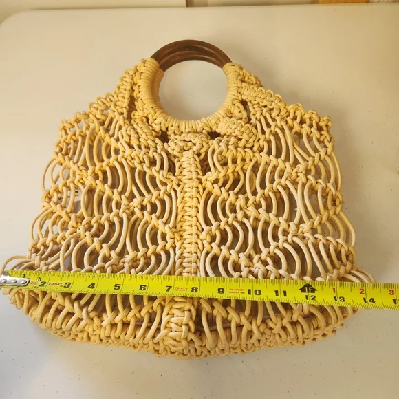 Free People Esmerelda Macrame Boho Tote Bag Purse Bohemian 1970s 70s Style Beach - Picture 8 of 10